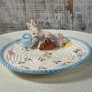 Fitz & Floyd Omnibus Easter Bunny Serving Platter Dish Rabbit Spring Decor
